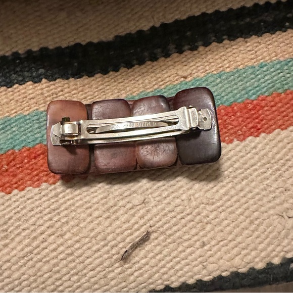 Vintage Brown Wood Barrette Made in France - Picture 2 of 3